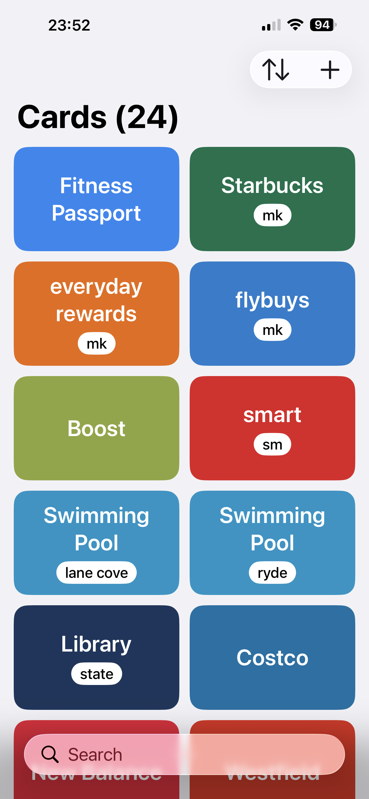 Card List screenshot